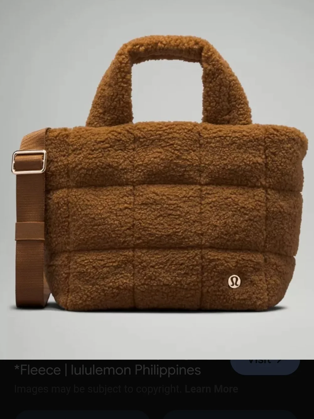 lululemon athletica Brown Teddy Quilted Tote Bag With Crossbody Strap